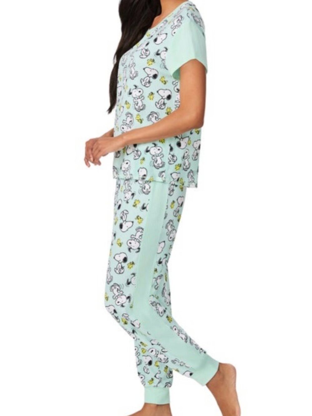 Licensed Snoopy- Peanuts Women's Pajama Set, 2-piece Green - Picture 2 of 4